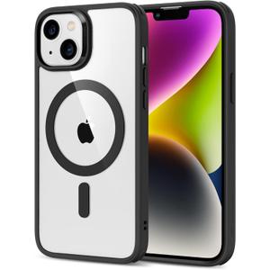ESR for iPhone 14 Plus Case, Compatible with MagSafe, Shockproof Military-Grade Protection, Yellowing Resistant, Magnetic Phone Case for iPhone 14 Plus, Classic Hybrid Case (HaloLock), Clear Black