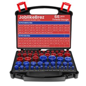 Thread Checker, 66pcs Nut and Bolt Thread Checker, 33 Inch & 33 Metric Box Set Thread Gauge, Thread Checker Standard and Metric Suitable for Size Checker of Bolts or Nuts in Narrow Areas