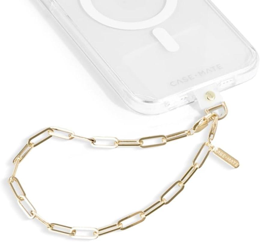 Case-Mate Phone Charm with Champagne Link Chain - Detachable Lanyard, Hands-Free Wrist Strap, Adjustable Phone Strap Grip for Women - iPhone 17 Pro Max/16 Pro Max/15/14/13/S25 Ultra/S24 - Champagne