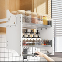 22-35.8 Inch Pull Down Shelf for Kitchen Upper Cabinet, 2-Tier Pull Down Cabinet Organizer, 33.8-35.8 Inch Width, White