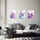 ARTZGX 3 Piece Purple Butterfly Canvas Wall Art Butterfly Pictures Wall Decor Watercolor Painting for Girls Room Decor Frame(Pink 12x16inchx3P (30x40cmx3P))