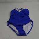 Charmo Tummy Control One Piece Swimsuits for Women Ruched Bathing Suits Strappy V Neck Monokini (Large, #1k Klein Blue)
