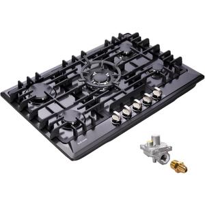30 Inch Gas Cooktop, Built-in 5 Burners Stainless Steel Stovetop with Thermocouple Protection LPG/NG Convertible Stove Dual Fuel Cooktop DM527-SA02B