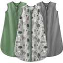 Yoofoss Baby Sleep Sack 12-18 Months Baby Wearable Blanket 100% Organic Cotton 2-Way Zipper Toddler Sleeping Sack, Lightweight Sleep Sacks for Babies (Large, Green&fox&gray)