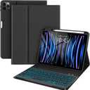 Keyboard Case for iPad Pro 12.9 inch Compatible for iPad 12.9-inch 2022/2021/2020 (6th/5th/4th Gen) with Pencil Holder,Smart Folio Tablet Cover with 7 Color Backlit Detachable Wireless Keyboard