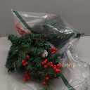 FORUP Set of 2 30 Inch PreLit Pathway Christmas Trees Urn Filler, Outdoor Christmas Tree Decorations for Porch, Driveway, Yard, Garden, with 60 LED Lights, Red Berries, Pine Cones, Red Ball Ornaments