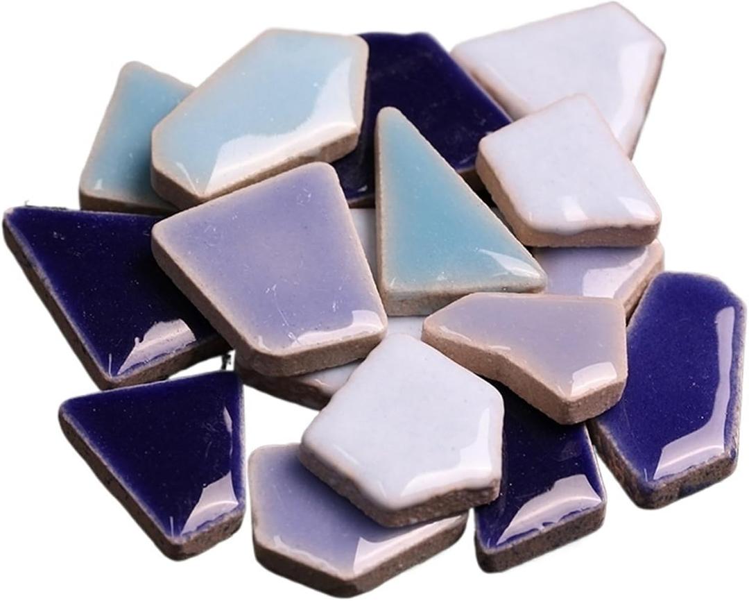 200g Irregular Ceramic Mosaic Tiles for DIY Mosaic Making Craft Creative Decoration Accessories Home Decoration (Color-2), 25467
