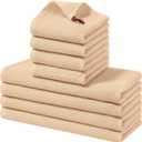 Homaxy 100% Cotton Kitchen Towels and Dishcloths Set, 12 x 12 Inches and 13 x 28 Inches, Set of 8 Bulk Kitchen Towels Set, Ultra Soft Absorbent Dish Cloths for Washing Dishes, Apricot