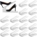 YIHATA Shoe Slots Organizer, Adjustable Shoe Stacker Storage Space Saver, Double Deck Shoe Rack Holder for Closet Organization, Thickening Quality Upgrade (16Pack, White)