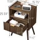 JOONEE Nightstand,Modern Bedside Table with Storage Drawer and Open Wood Shelf, for Living Room, Bedroom and Small Spaces, Accent Night Stand with Solid Wood Legs, Easy Assembly,Walnut Brown