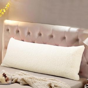 Reafort Ultra Soft Sherpa Body Pillow Cover/Case with Zipper Closure 21"x54" (21"x54" Body Pillow Cover, Cream)