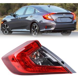 With Side Marker LH Outer Tail Light Fit for 2016 2017 2018 2019 2020 2021 Honda Civic 4-Door Sedan Rear Lamp With Bulbs Rear Lights Left Driver Side HO2804110 33550TBAA01