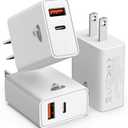 USBC Charger Block, 3-Pack Wall Charger USB C Block Dual Port 20W USB-C Power Adapter Plug PD+QC USB-A Cube Fast Charging Blocks for iPhone 17 Pro Max/16/15/14/13/12/11/XR/8/SE, iPad, Samsung Galaxy