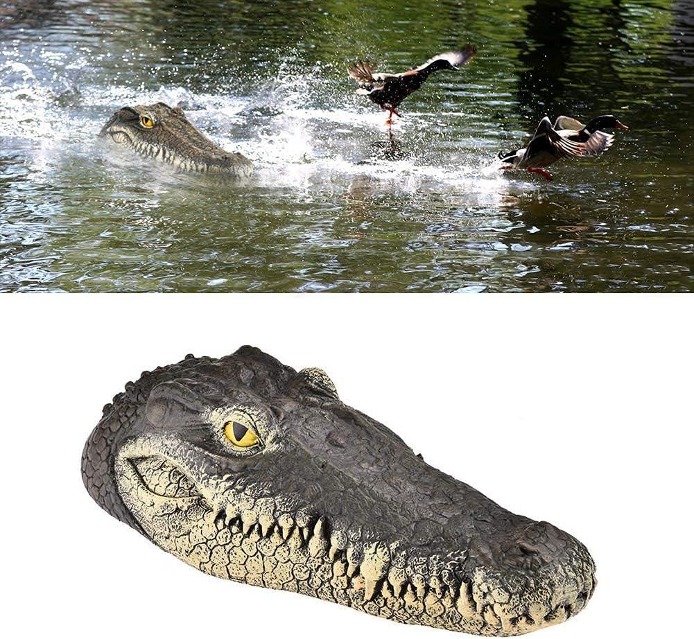 Pond Floating Alligator Head Decoy, Outdoor Pools Float Fake Gator Head,Crocodile Head for Decorations,Swimming Pool,Koi Pools, 13 x 5.5 x 2.8 Inches