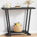 Tajsoon Rustic Console Table 31.5'', 2 Tier Narrow Entryway Table, Black