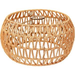Hanging Light Lamp Shades Boho Rattan Lamp Shades, Woven LampShades for Floor Lamps Rattan Pendant Lights Boho Lamp Ceiling Light, Table Lamps, Plug in Pendant Light (12.6 Inch-Drum Shade)