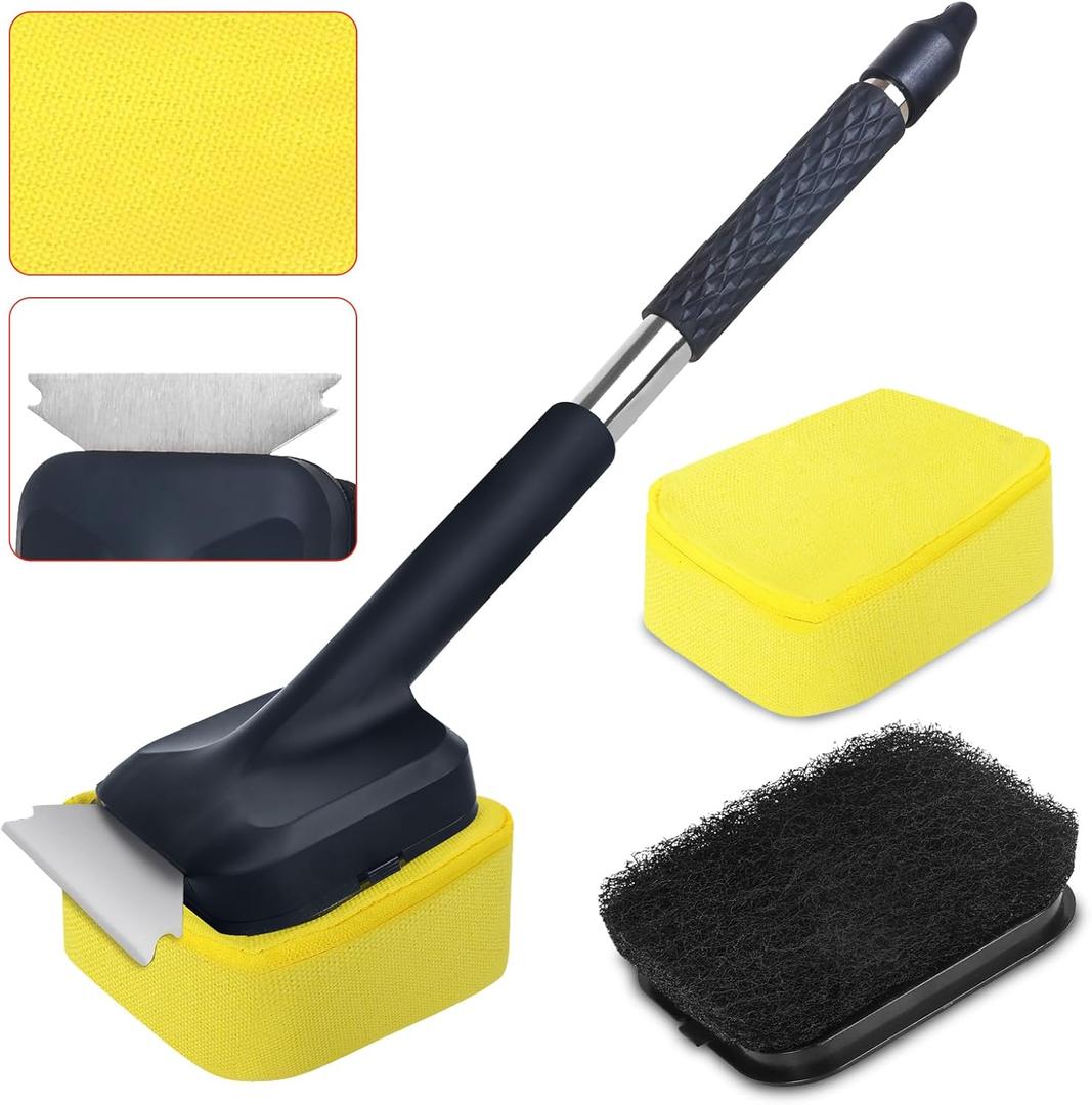 Grill Brush Bristle Free with 2 Replaceable Heads, Steam-Enhanced Scraper for Cast Iron & Stainless Steel Grates, Safe Non-Scratch Barbecue Cleaner for Outdoor Grills