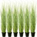 6 Pack 4 ft Tall Artificial Grass Plant Fake Pampas Grass in Pot Large Faux Floor Plants Potted Artificial Greenery for Indoor Outdoor Garden Home Bathroom Office Room Housewarming Wedding Decoration