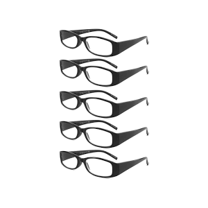 5 Pack Blue Light Blocking Reading Glasses for Women Men, Retro Stylish Spring Hinge UV400 Computer Rectangle Readers2.5 , 5 Pack Black