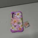 SleekCover for Galaxy S24 Plus Case,3 in 1 Oil Painting Flower Pattern Heavy Duty Shockproof Protection Silicone Rubber Bumper+Hard Plastic Protective Cover for Samsung S24 Plus 6.7",Purple/Pink