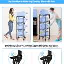4 Tier 5 Gallon Water Jug Holder with 4 Lockable Wheels - Water Bottle Rack Organizer with Movable Casters, Heavy Duty Water Storage Rack Dispenser Stand for Kitchen Office Garage/Black