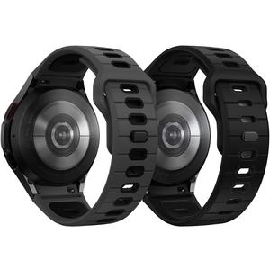 2 Pack Rugged No Gap Band Compatible with Samsung Galaxy Watch 7 6 5 4 Bands 40mm 44mm/Galaxy Watch 4 6 Classic Band 47mm 43mm 42mm 46mm/Galaxy Watch 5 Pro Band, 20mm Two Tone Silicone Sport Strap for Men (Anthracite Black&Black)