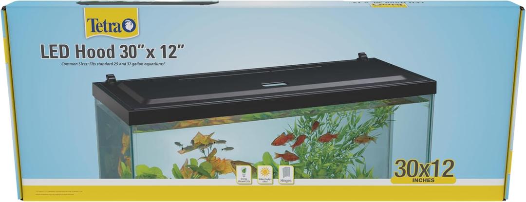 Tetra LED Hood 30 Inches by 12 Inches, Low-Profile Aquarium Hood with Hidden Lighting