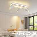 LED 3 Light Track Lighting Spotlight Kit, White Ceiling Spotlights, Modern Track Light Fixture with Flexibly Rotatable Light Heads, 35W+15W Dual Lighting for Kitchen Living Room,Includes 3 x GU10 Bulb