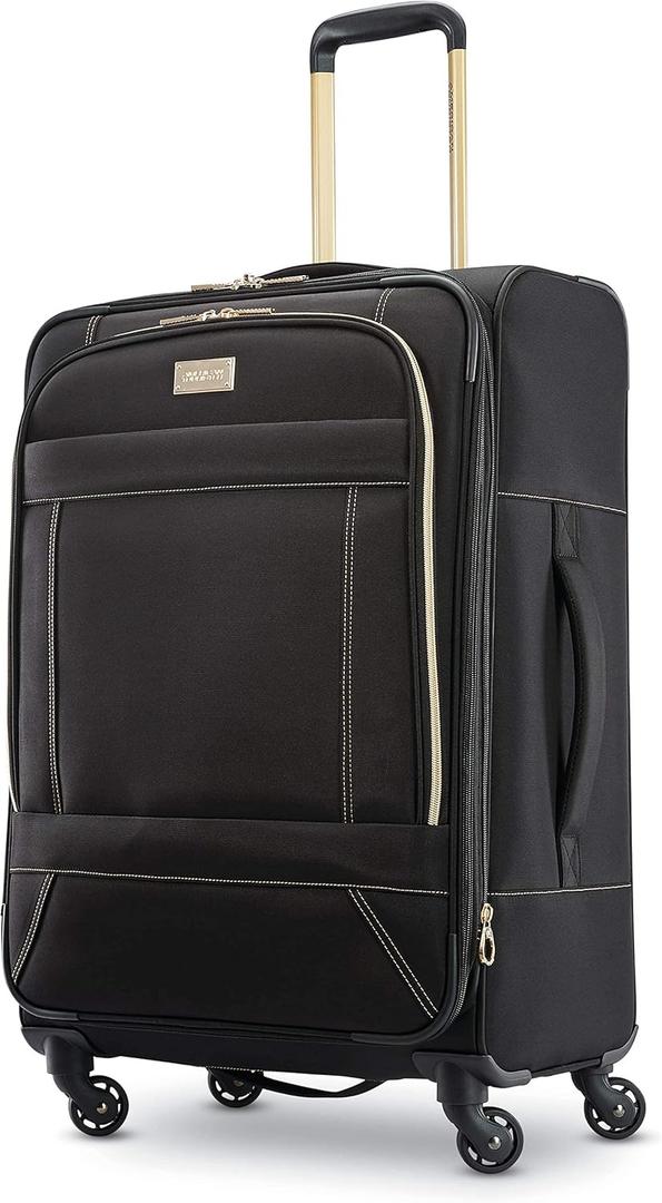 American Tourister Belle Voyage Softside Luggage with Spinner Wheels, Black, Checked-Medium 25-Inch