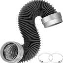 5FT Dryer Vent Hose 4 Inch, 6-Layer Heavy Duty Aluminum Flexible Dryer Duct with Rubber Seal Connectors, Easy-Install Heat Resistant Dryer Exhaust Hose for Tight Spaces, Universal Dryer Hose Vent Kit