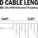 Hezbjiti Christmas Lights Outdoor , 400LED 33FT LED Icicle Lights 8 Modes 75 Drops Fairy String Lights for Christmas Decor Eaves Party Yard Garden (Cold White)