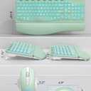 SABLUTE Ergonomic Wireless Keyboard and Mouse Combo - Wave Keyboard with Soft Leather Wrist Rest, Resistant Keys, RGB Backlit Rechargeable Set for PC/Mac/Chromebook (Green)