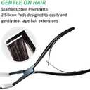 Tape in Hair Extension Tools Kit, Professional Flat Surface Stainless Steel Tape in Hair Extensions Sealing Clamp Plier, Hair Clips, Hair Extensions Styling Tools-Black