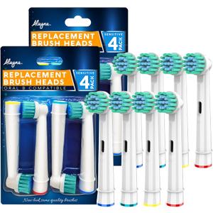 Replacement Brush Heads Compatible with Oral B- Sensitive Gum Care Electric Toothbrush Heads - Pk of 8 Generic Sensitive Brushes- Fits Oral-b Braun 7000, Pro 1000, 9600, 500, 3000, 8000 Clean (White)
