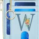 Slim Card Holder for Women, Initial Slim Wallet for Women RFID Blocking Thin Travel Wallet,PU Leather Credit Card Holder, Personalized Birthday Gifts for Women Sister Mom DaughterBlue