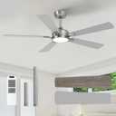 Ceiling Fans with Lights, 52 Inch Nickel Modern Ceiling Fan with Light and Remote Control, DC Reversible Motor, Noiseless, Dual Fan Blades, 6CCT, Fans for Bedroom, Living Room, Indoor and Outdoor Use