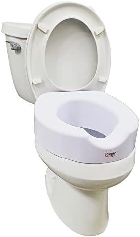 Carex Toilet Seat Riser With Quick-Lock, Raised Toilet Seat Adds 4 Inches of Height to Toilet - Toilet Seat Lifter With 300 Pound Weight Capacity, Slip-Resistant
