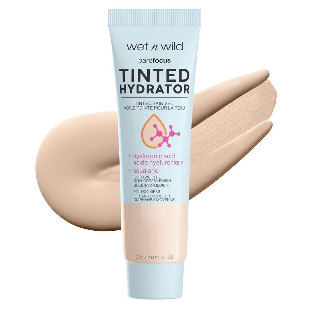 wet n wild Bare Focus Tinted Hydrator Tinted Skin Veil, Lightweight Buildable Coverage with Hyaluronic Acid & Vegan Squalane, Sheer-to-Medium Coverage, Semi-Matte Finish, Cruelty-Free - Light Medium (0.91 Ounce (Pack of 1))