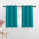 NICETOWN 42 Wide Small Curtains 36 Inches Long for Shelves RV Bathroom Kitchen Room Darkening Grommet Set 2 Panels Blackout Short Tier Curtain for Cabinet Basement, Peacock Teal