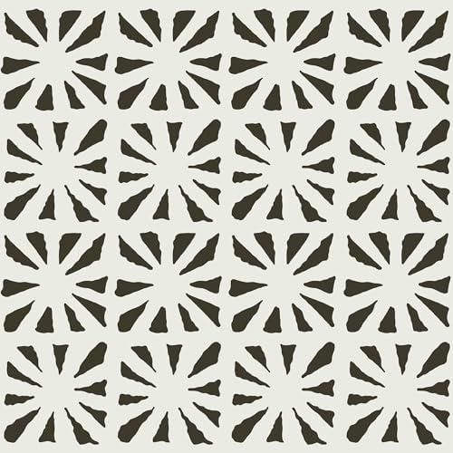 Peel and Stick Wallpaper Geometric Boho Contact Paper Black 78.7 "x17.3 Beige Self-Adhesive Wallpaper Vintage for Bedroom Waterproof Removable Shelf Liner Decal Vinyl Roll