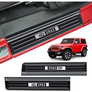 2PCS Door Sill Protector for Jeep 2018-2026 Wrangler JL JLU & 2020-2026 Gladiator JT Accessories 304 Stainless Steel Door Sill Guards Black Brushed 2-Door Edge Guard