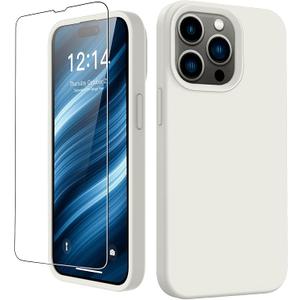FUNMIKO Compatible with iPhone 15 Pro Case with Screen Protector,Upgraded Liquid Silky Soft Silicone Cover,Fashionably Designed for Women and Girls,Protective Phone Case 6.1",
Vintage White