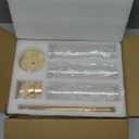 Hewory Gold Candle Holders, 3Pcs Hurricane Candlestick Holders with Glass Candle Cover for Wedding Table Centerpiece Christmas Decor