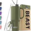 Beast 50 oz Tumbler with Handle Stainless Steel Vacuum Insulated Coffee Ice Cup Double Wall Travel Flask (Army Green)