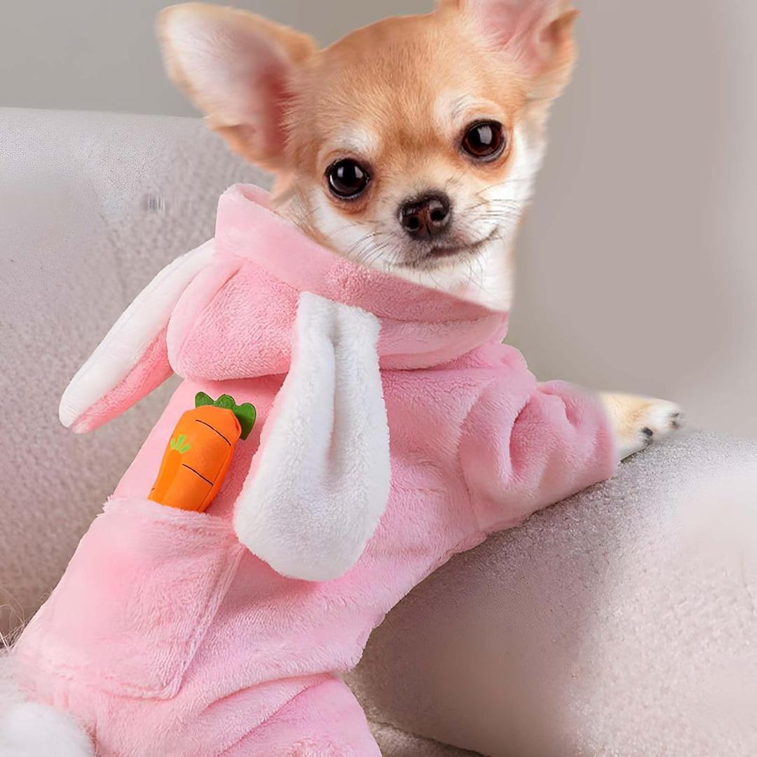Easter Dog Bunny Costume Pet Costume Puppy Hoodies Dog Clothes Rabbit Ears Hat Outfit Halloween Party Supplies for Small Dogs Cats (Medium, Rabbbit)