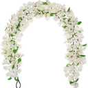 Briful 6ft White Bougainvillea Flower Garland  Artificial Silk Floral Vine with Built-in Hook Faux Flower Garland for Backdrop Table Wall Wedding Party Home Decoration