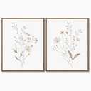 Boho Wall Art Set of 2 Watercolor Botanical Floral Picture Blossomy Wildflower Canvas Art Prints Minimalist Flower Wall Decor for Living Room Bedroom Bathroom Home Office Decoration, 11x14 Inch Framed