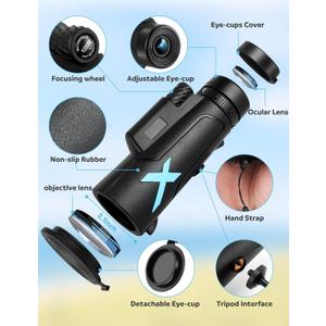 12x50 Monocular Murahana Telescope High Definition with Quick Smartphone Holder