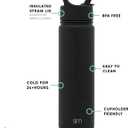 Simple Modern Water Bottle with Straw Lid Vacuum Insulated Stainless Steel Metal Cup Bottles | Reusable Leak Proof BPA-Free Flask for Gym Sports | Summit Collection | 22oz, Midnight Black