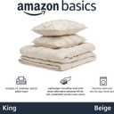 Amazon Basics All-Season Down-Alternative 3-Piece Comforter Bedding Set, Soft Lightweight Microfiber, Pinch Pleat Design, King, Beige